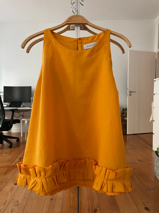 the Milan top in black linen