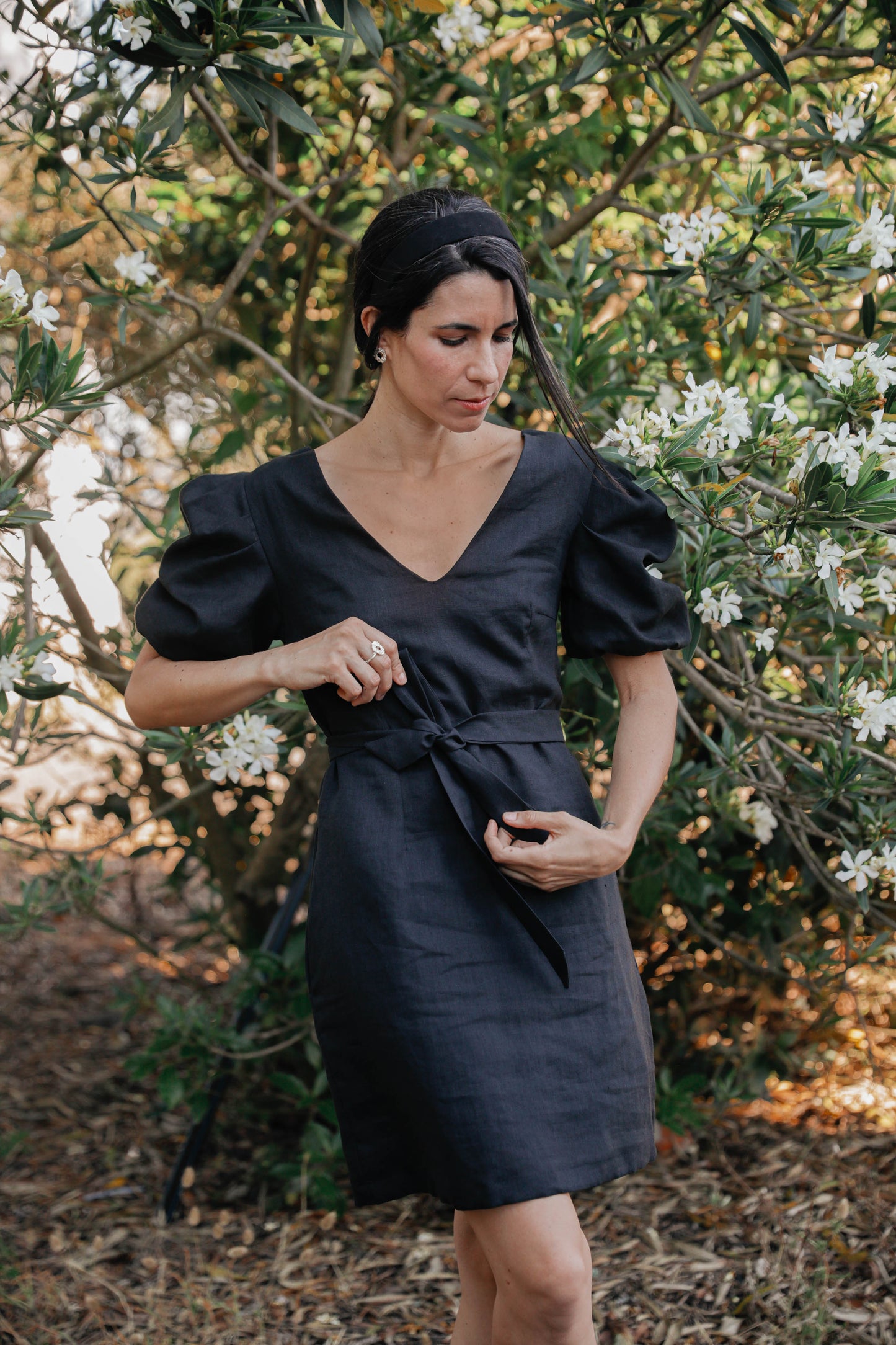 the Midday dress in Black Linen