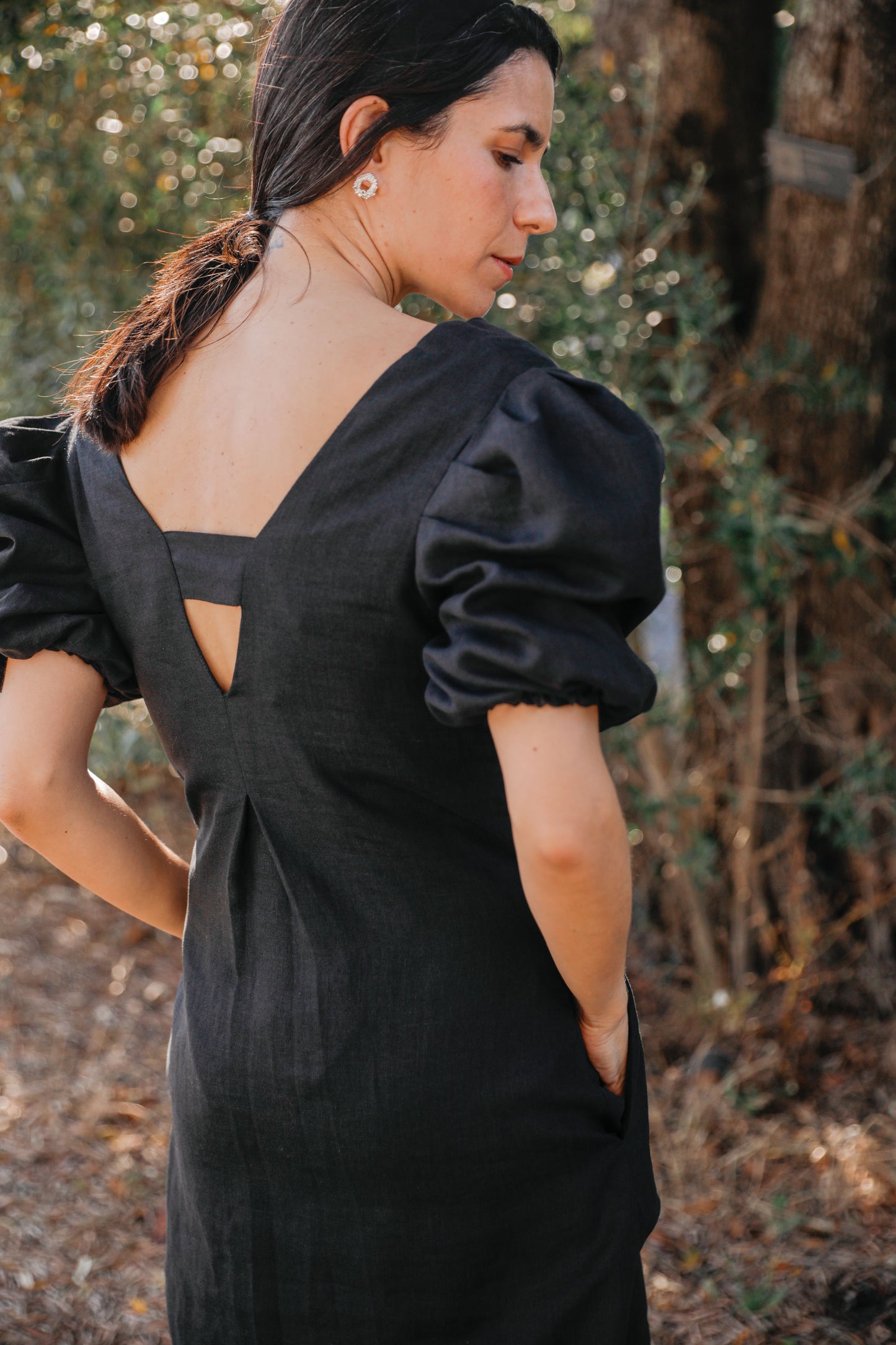 the Midday dress in Black Linen