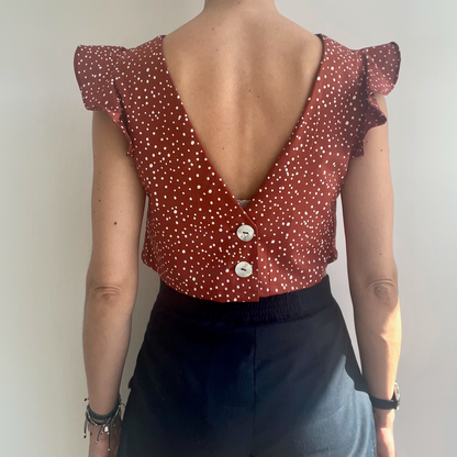 o Split crop top com bolinhas