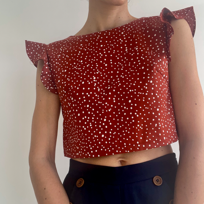 o Split crop top com bolinhas